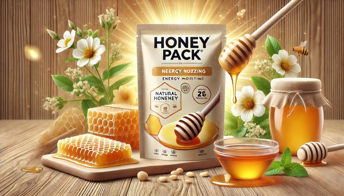 Experience natural energy with Honey Pack – pure, delicious, and perfect for a quick boost anytime!