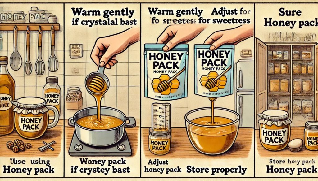 Follow these steps: warm gently, adjust for sweetness, and store properly to make the most of Honey Pack!